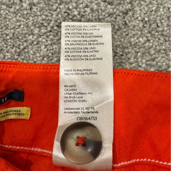 Anthropologie Maeve Colette High Rise Wide Crop Leg Pants Linen Orange size 28 - Picture 10 of 10